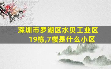 深圳市罗湖区水贝工业区19栋,7楼是什么小区