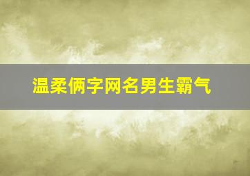 温柔俩字网名男生霸气