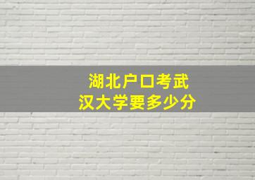 湖北户口考武汉大学要多少分