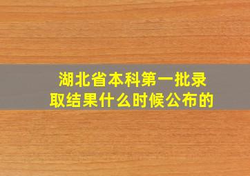 湖北省本科第一批录取结果什么时候公布的