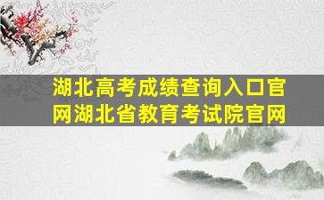 湖北高考成绩查询入口官网湖北省教育考试院官网