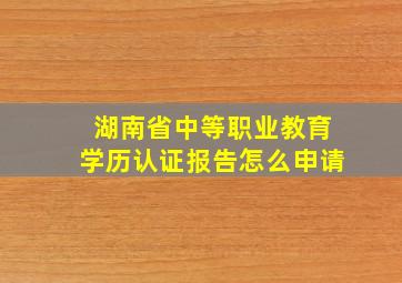 湖南省中等职业教育学历认证报告怎么申请