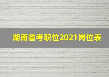 湖南省考职位2021岗位表