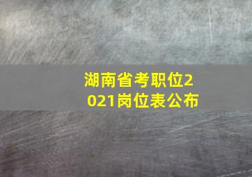 湖南省考职位2021岗位表公布