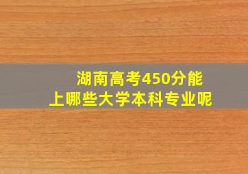 湖南高考450分能上哪些大学本科专业呢