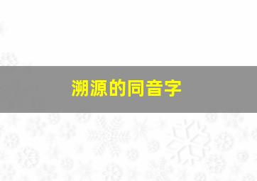 溯源的同音字