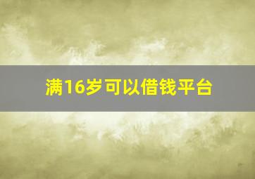 满16岁可以借钱平台