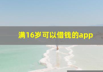 满16岁可以借钱的app