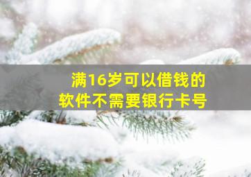 满16岁可以借钱的软件不需要银行卡号