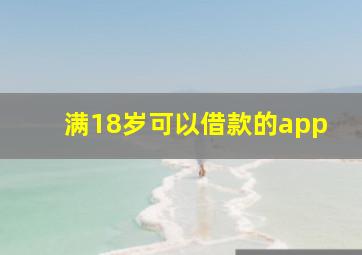 满18岁可以借款的app