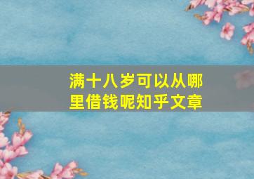 满十八岁可以从哪里借钱呢知乎文章