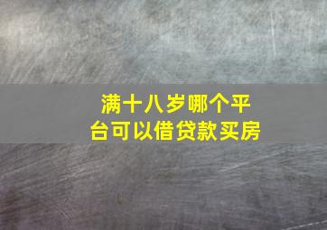 满十八岁哪个平台可以借贷款买房