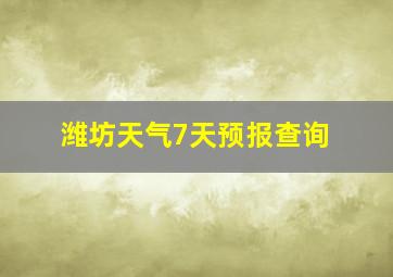 潍坊天气7天预报查询