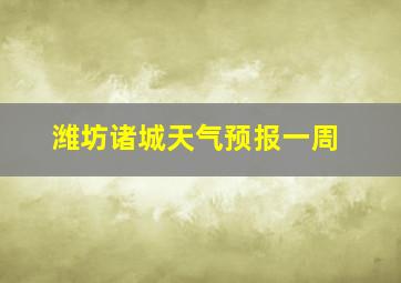 潍坊诸城天气预报一周