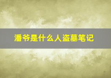 潘爷是什么人盗墓笔记