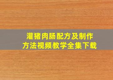 灌猪肉肠配方及制作方法视频教学全集下载