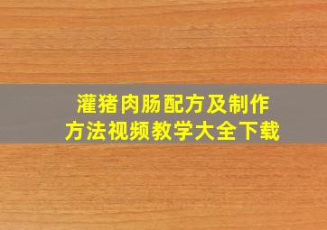 灌猪肉肠配方及制作方法视频教学大全下载