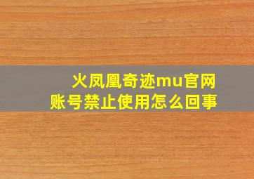 火凤凰奇迹mu官网账号禁止使用怎么回事