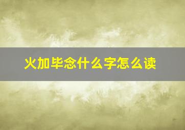 火加毕念什么字怎么读