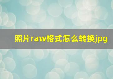 照片raw格式怎么转换jpg