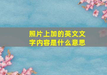 照片上加的英文文字内容是什么意思