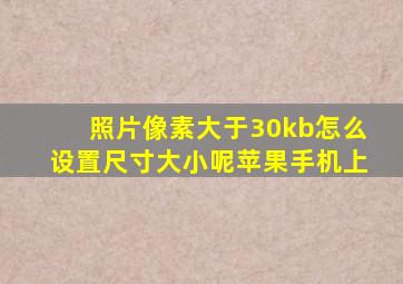 照片像素大于30kb怎么设置尺寸大小呢苹果手机上