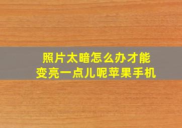 照片太暗怎么办才能变亮一点儿呢苹果手机