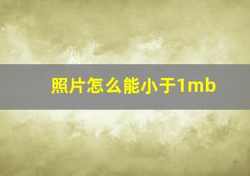 照片怎么能小于1mb