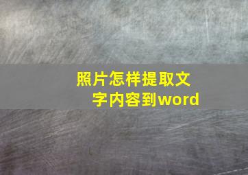 照片怎样提取文字内容到word