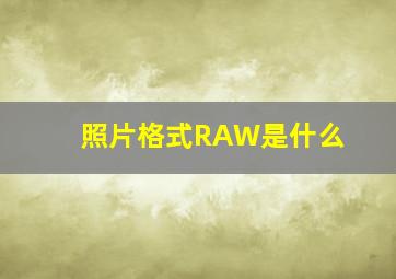 照片格式RAW是什么