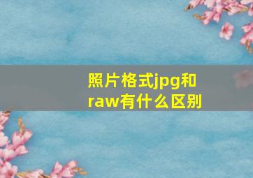 照片格式jpg和raw有什么区别