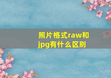 照片格式raw和jpg有什么区别