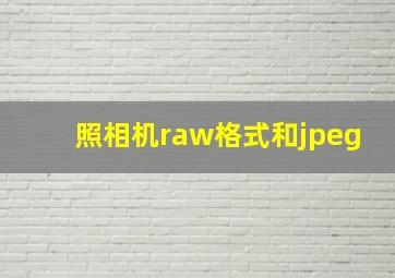 照相机raw格式和jpeg