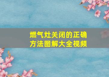 燃气灶关闭的正确方法图解大全视频