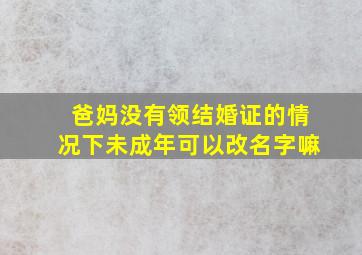 爸妈没有领结婚证的情况下未成年可以改名字嘛