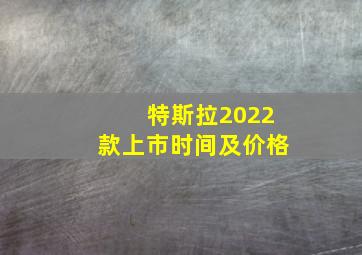 特斯拉2022款上市时间及价格