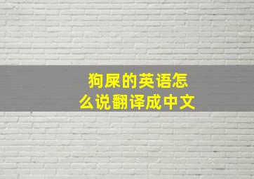 狗屎的英语怎么说翻译成中文