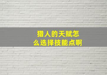 猎人的天赋怎么选择技能点啊