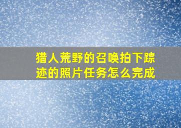 猎人荒野的召唤拍下踪迹的照片任务怎么完成