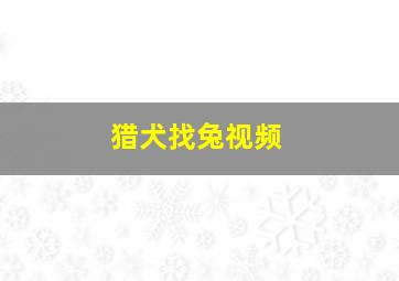 猎犬找兔视频