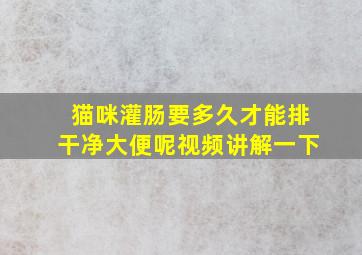 猫咪灌肠要多久才能排干净大便呢视频讲解一下