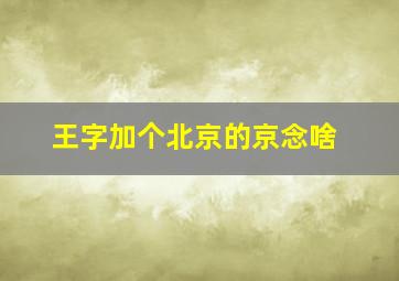 王字加个北京的京念啥