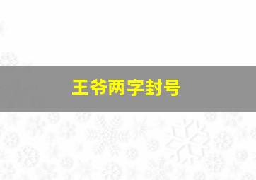 王爷两字封号