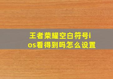 王者荣耀空白符号ios看得到吗怎么设置