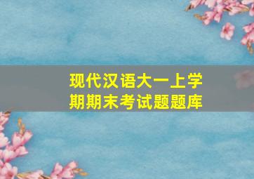 现代汉语大一上学期期末考试题题库