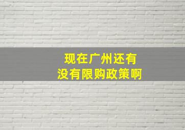 现在广州还有没有限购政策啊