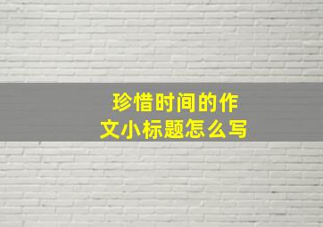 珍惜时间的作文小标题怎么写