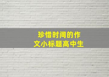 珍惜时间的作文小标题高中生