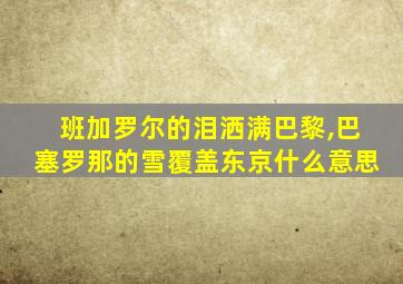 班加罗尔的泪洒满巴黎,巴塞罗那的雪覆盖东京什么意思