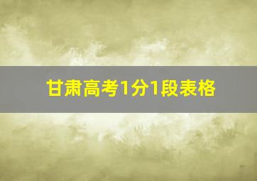 甘肃高考1分1段表格